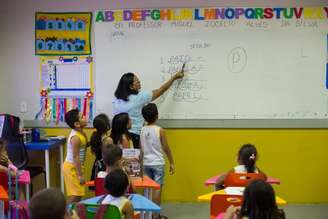 Sala de aula para crianças em fase de alfabetização no Ceará