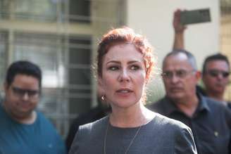 Coletiva da deputada Carla Zambelli (PL-SP), em maio, após ser condenada pelo Supremo Tribunal Federal (STF).