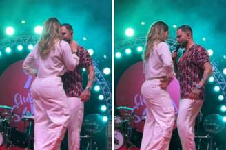 Paolla Oliveira e Diogo Nogueira dançando no palco