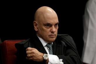 O ministro Alexandre de Moraes, do Supremo Tribunal Federal (STF), durante a primeira sessão de julgamento da ação penal contra o ex-presidente Jair Bolsonaro (PL) e outros sete réus pela tentativa de golpe de Estado.