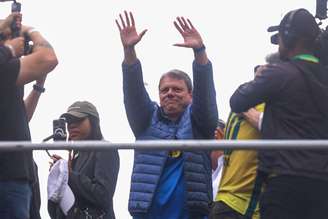 O governador de São Paulo, Tarcísio de Freitas, no ato de Sete de Setembro organizado na Avenida Paulista