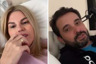 Val Marchiori e seu marido conversam no hospital