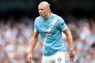 Erling Haaland (Manchester City) durante jogo contra o Tottenham, no dia 23.08.2025 