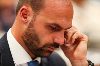 Foto de arquivo de 28/03/2023 deputado federal Eduardo Bolsonaro (PL-SP) em sessão da Comissão de Constituição de Justiça (CCJ) da Câmara, no Congresso Nacional, em Brasília (DF).