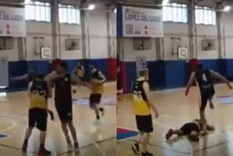 Atleta agride rival com cotovelada e pisão na cabeça em partida de basquete amador na Argentina