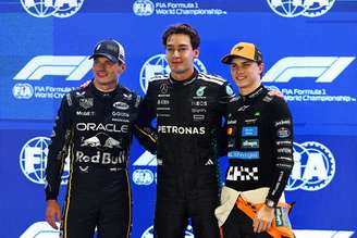 Verstappen, Russell e Piastri: o trio da frente em Singapura