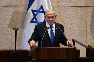 Benjamin Netanyahu discursa no Knesset, o Parlamento de Israel