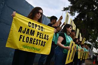 Protesto durante Pré-COP30, em Brasília