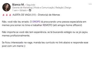 Vaga para produzir meme