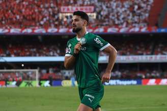 Flaco López (Palmeiras) celebrando seu gol contra o São Paulo, no dia 05.10.2025 