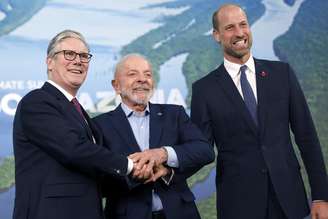 Príncipe William com o presidente Lula e o premiê Starmer na Cúpula do Clima em Belém