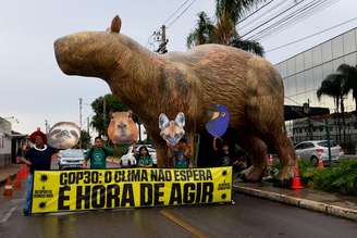 Coordenação de entidades indígenas fez protesto na pré-cop, em Brasília.