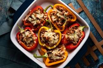 Pimentão recheado com carne moída