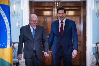 Mauro Vieira e Marco Rubio se reúnem no Departamento de Estado, em Washington