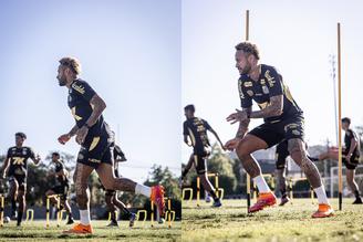 Neymar participa de treino no CT do Santos após suspeita de lesão no joelho