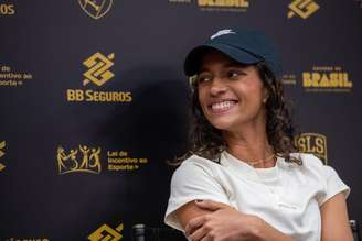 Raíssa Leal em coletiva de imprensa da SLS