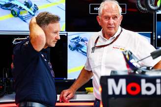 Horner e Marko durante o GP de Singapura de 2024