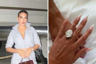 Georgina Rodriguez posa usando joias | Georgina mostra anel de noivado aos fãs
