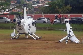 O Globocop danificado após um pouso forçado na capital mineira