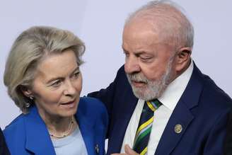 Lula com a presidente da Comissão Europeia, Ursula von der Leyen, em cúpula do G20