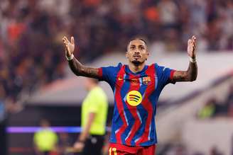 Raphinha (Barcelona) celebrando seu gol contra o Athletic Bilbao, no dia 07.01.2026