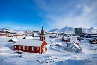 Vista de Nuuk, na Groenlândia