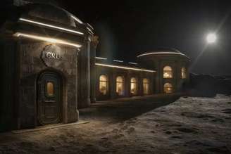 Ilustração de hotel na Lua