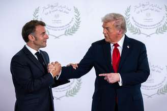O presidente da França, Emmanuel Macron, e o norte-americano Donald Trump