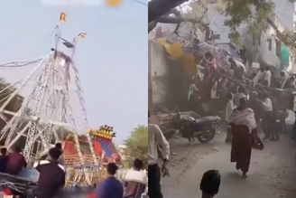 'Barco viking' quebra e arremessa crianças ao chão em parque de diversões na Índia; veja o vídeo
