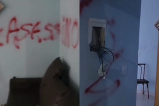 Apartamento de síndico suspeito de matar corretora em GO é destruído e pichado: 'Assassino'