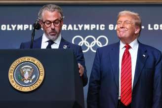 Casey Wasserman, chefe do comitê de Los Angeles 2028, com Trump, ambos citados no 'caso Epstein'