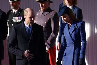 Príncipe William e princesa Kate durante recepção a presidente da Alemanha no Castelo de Windsor