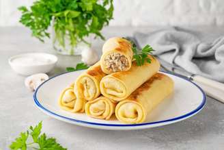 Panqueca de frango com cogumelos