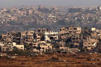 Edifícios completamente destruídos na Faixa de Gaza pelos bombardeios de Israel