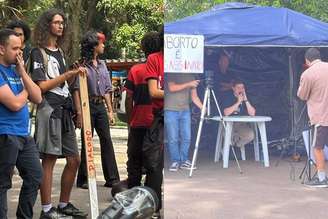 Vereador montou barraca na USP com o tema 'Aborto é assassinato'