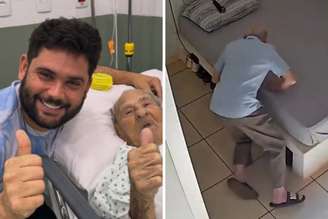 Caio e seu avô, Anésio | imagem da queda do vovô Anésio