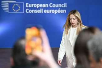 A premiê da Itália, Giorgia Meloni, em reunião do Conselho Europeu
