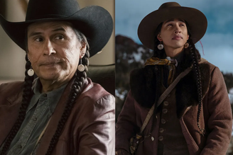 Astro de 'Yellowstone', Mo Brings Plenty (à esquerda) questionou a polícia dos EUA sobre investigação da morte do sobrinho, Cole Brings Plenty (à direita)