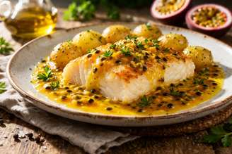 O bacalhau ao molho de maracujá se destaca pela praticidade: tempo médio de preparo é de 35 minutos