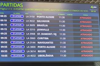 Painel mostra voos atrasados em Congonhas