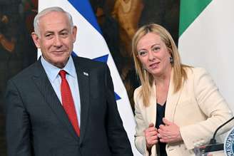 Benjamin Netanyahu e Giorgia Meloni durante encontro em Roma, em março de 2023