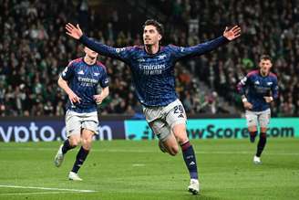 Kai Havertz (Arsenal) celebrando seu gol contra o Sporting, no dia 07.04.2026. 