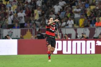 Pedro (Flamengo) celebrando seu gol contra o Fluminense, no dia 12.04.2026. 