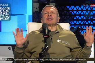 O apresentador russo Vladimir Solovyov, tido como propagandista do Kremlin