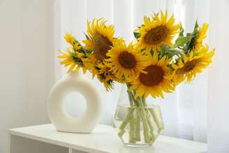 Voltado naturalmente para a luz, o girassol simboliza energia positiva e contribui para tornar o ambiente mais harmonioso