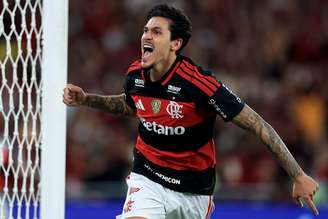 Pedro comemora gol pelo Flamengo 