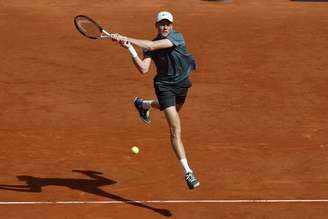 Jannik Sinner em ação no Masters 1000 de Madri, na Espanha