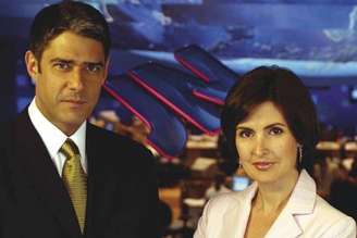 William Bonner e Fátima Bernardes no cenário do JN, quando casados