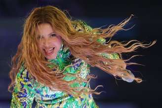 Shakira durante show em Copacabana, no Rio de Janeiro.