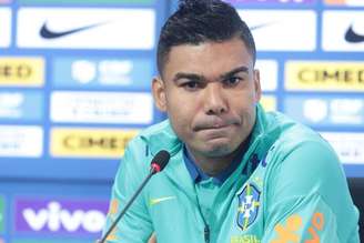 Casemiro durante coletiva antes de treino no CT Joaquim Grava, em preparatório para as Eliminatórias Sul-Americanas para a Copa do Mundo de 2026.